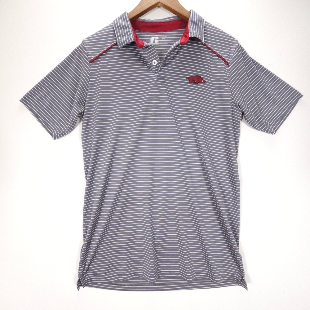 Streetwear Arkansas Razorbacks Polo Mens XL Grey Stripe Arkansas Razorbacks Golf